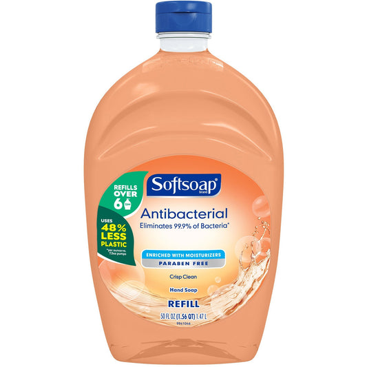 Softsoap Antibacterial Liquid Hand Soap Refill Clean Citrus Scent Orange 50 oz Bottle 46325