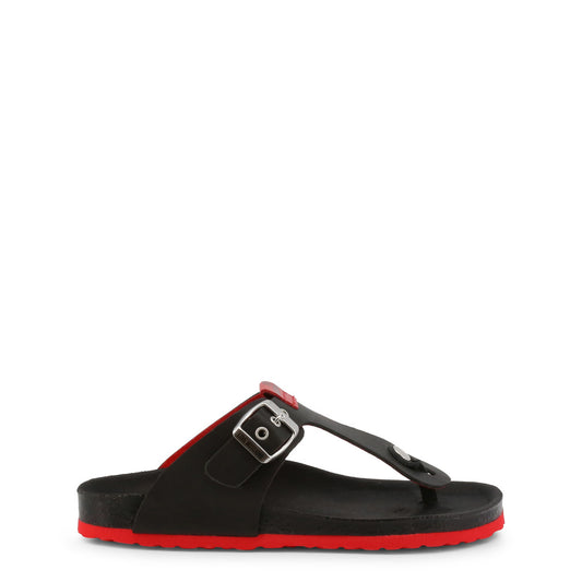 Love Moschino Black Leather Women's Thong Sandals JA28113G1EIAZ000