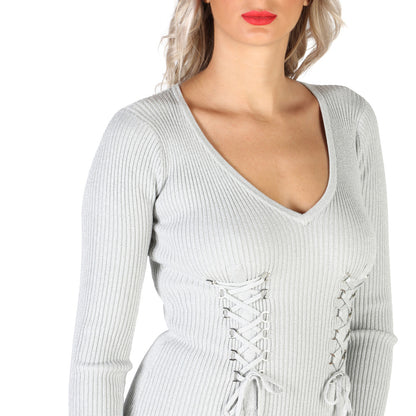 Guess Glitz Lace Up Light Grey Women's Sweater Dress W83K05R1IB0-H9B1