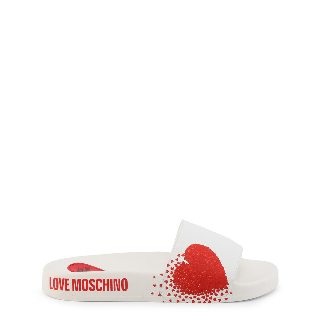 Love Moschino Heart White Women's Slides JA28012G1EI15100
