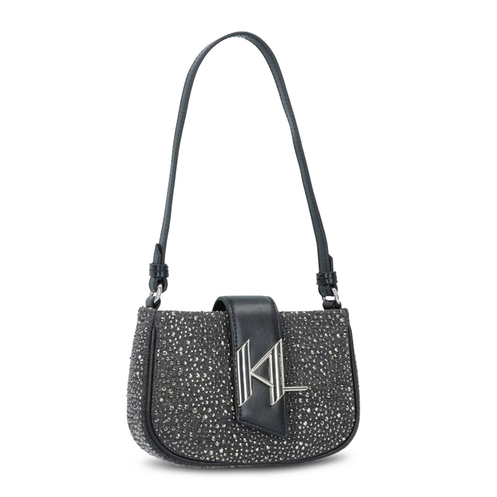 Karl Lagerfeld K/Evening Rhinestone Embellished Denim Grey Women's Shoulder Bag 230W303525000