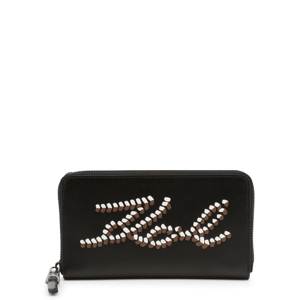 Karl Lagerfeld Signature Whipstitch Continental Black Women's Wallet 221W3210-999