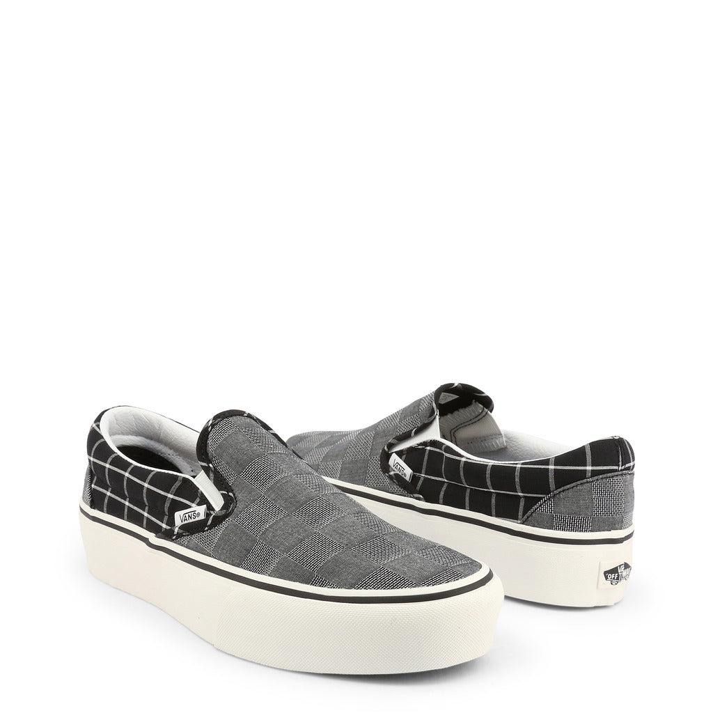 Vans Woven Check Classic Slip-On Platform Grey Shoes VN0A3JEZ1AW – Becauze