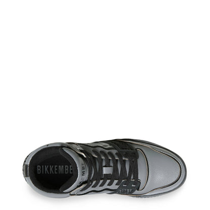 Bikkembergs Scoby High Top Leather Steel Grey/Black Basketball Men's Shoes 202BKM0103030
