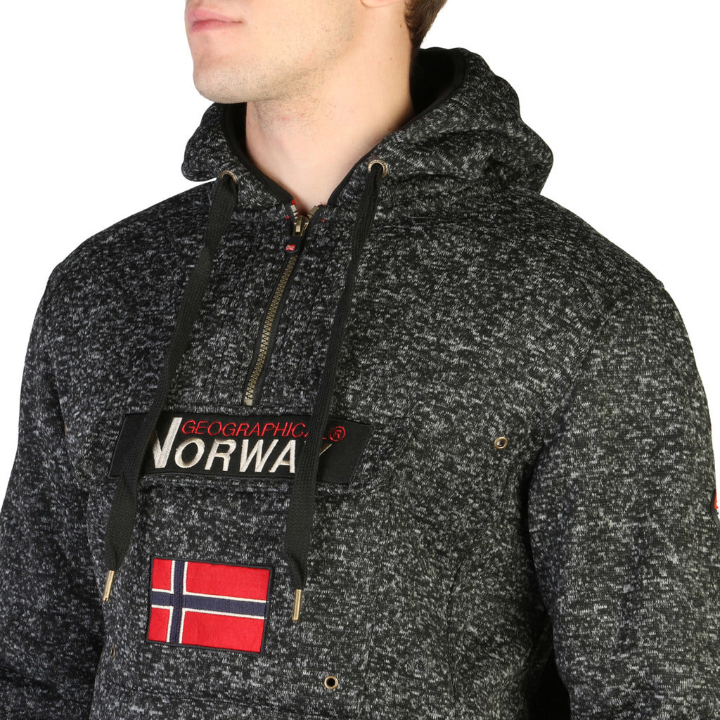 Geographical Norway Upclass Pullover Half Zip Black Men's Sweatshirt