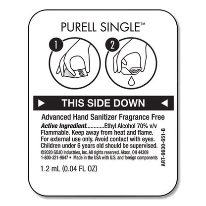 Purell Single Use Advanced Clear Gel Hand Sanitizer 1.2 mL Packet (2,000 Packets) 9630-2M-NS