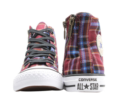Converse Chuck Taylor All Star Dual Zip Hi Plaid Deep Bordeaux Sneakers 549574C
