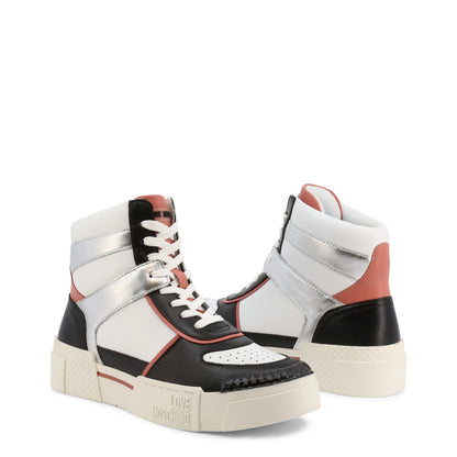 Love Moschino Leather High Top White Women's Shoes JA15635G0EI6310A