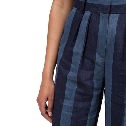 Tommy Hilfiger Zendaya Wide Leg Stripe Blue Women's Trousers WW25093