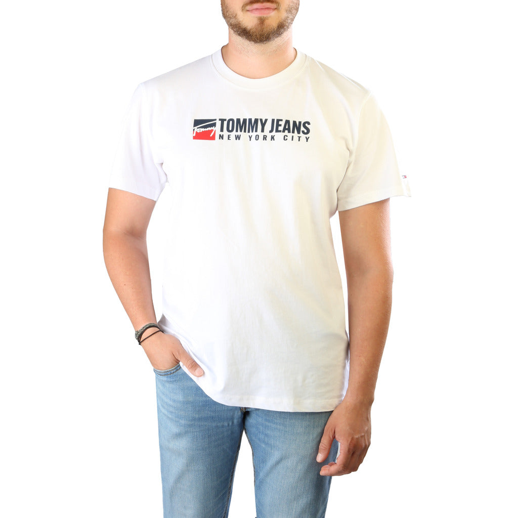 Tommy Hilfiger Logo Print White Men's T-Shirt DM0DM14001-YBR