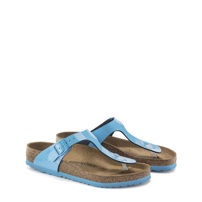 Birkenstock Gizeh Birko-Flor Patent Sky Blue Women's Sandals 1024005 Narrow Fit