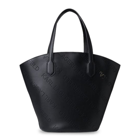 Karl Lagerfeld Punched Logo Large Black Women's Tote Bag 221W3025-999