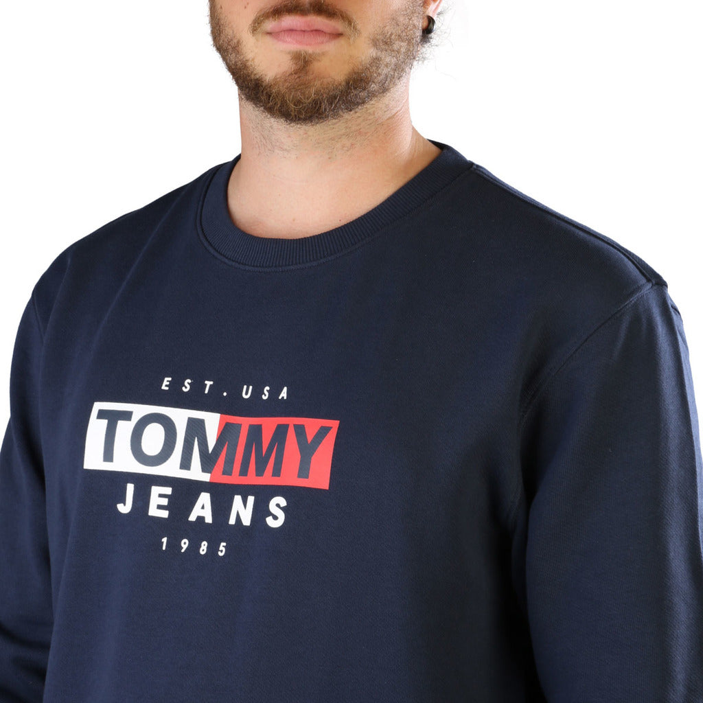 Tommy Hilfiger Logo Crewneck Blue Men's Sweatshirt DM0DM14341-C87
