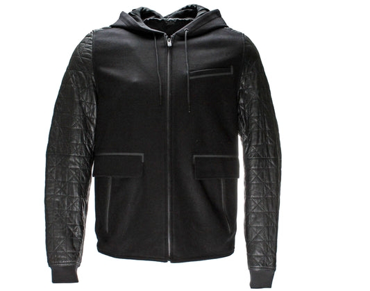 Nike Air Jordan Leather Black/White-Cool Grey Men's Letterman Jacket 632071-010