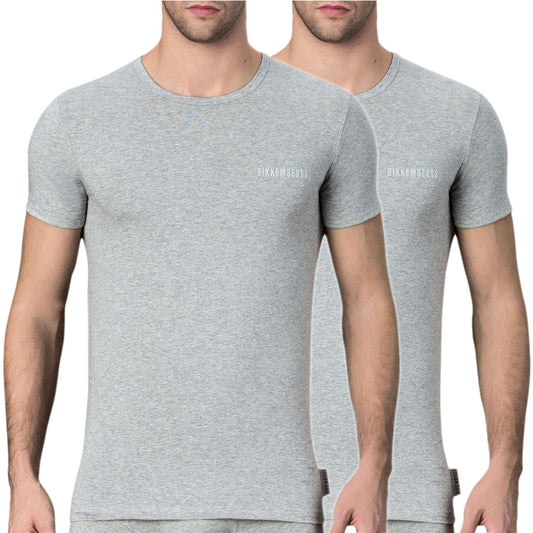 Bikkembergs 2-Pack Undershirt Grey Melange Men's T-Shirt 100VBKT040862200