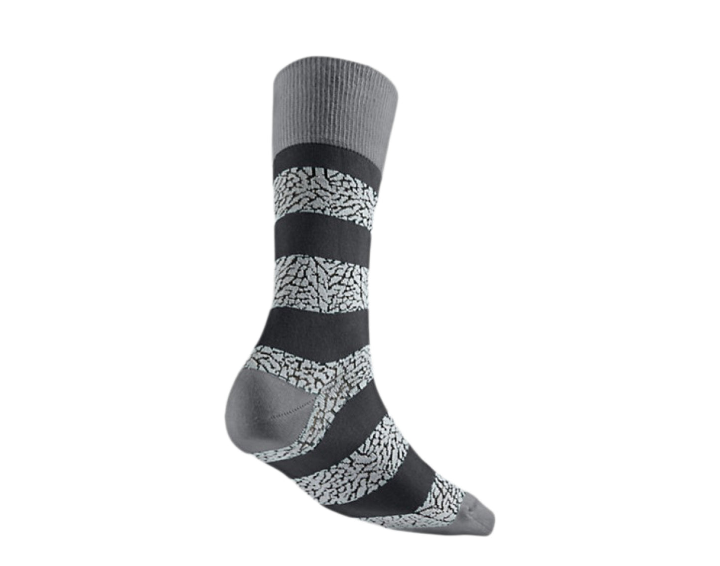 Nike Air Jordan Striped Elephant Print Crew Grey/Black Socks 647688-021