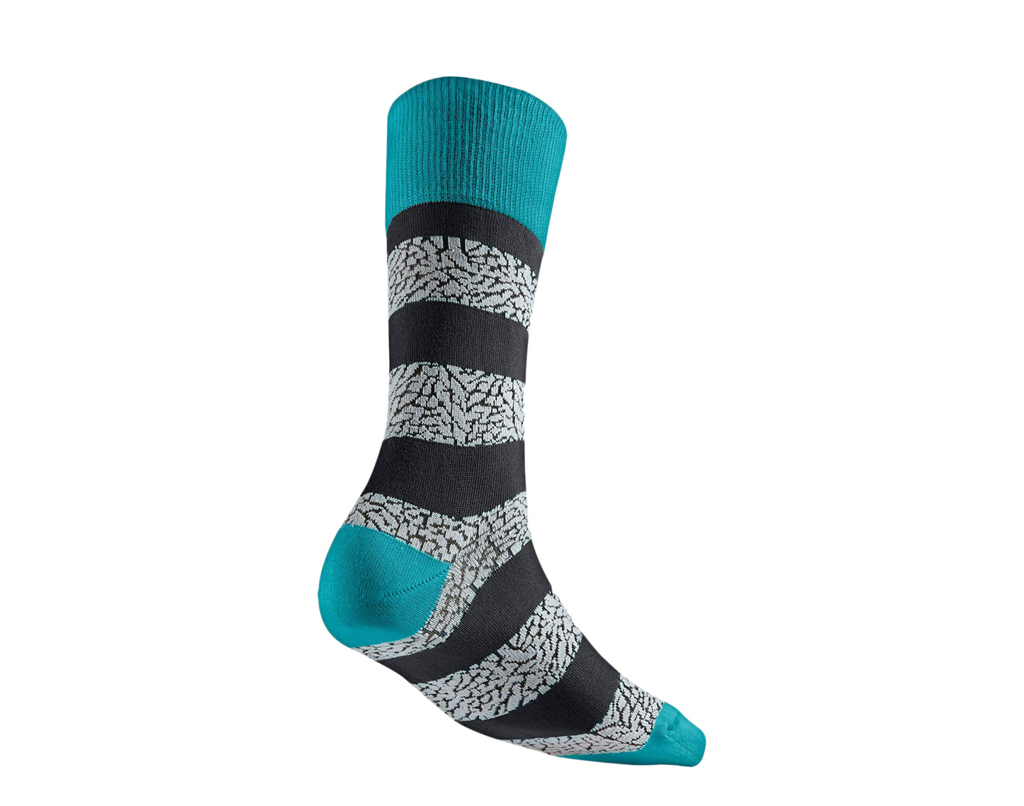 Nike Air Jordan Striped Elephant Print Crew Teal/Black Socks 647688-310