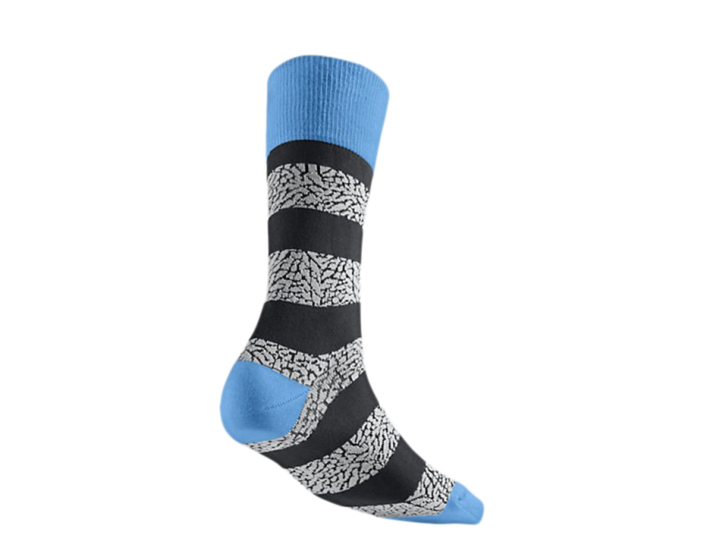 Nike Air Jordan Striped Elephant Print Crew Blue/Grey/Black Socks 647688-435