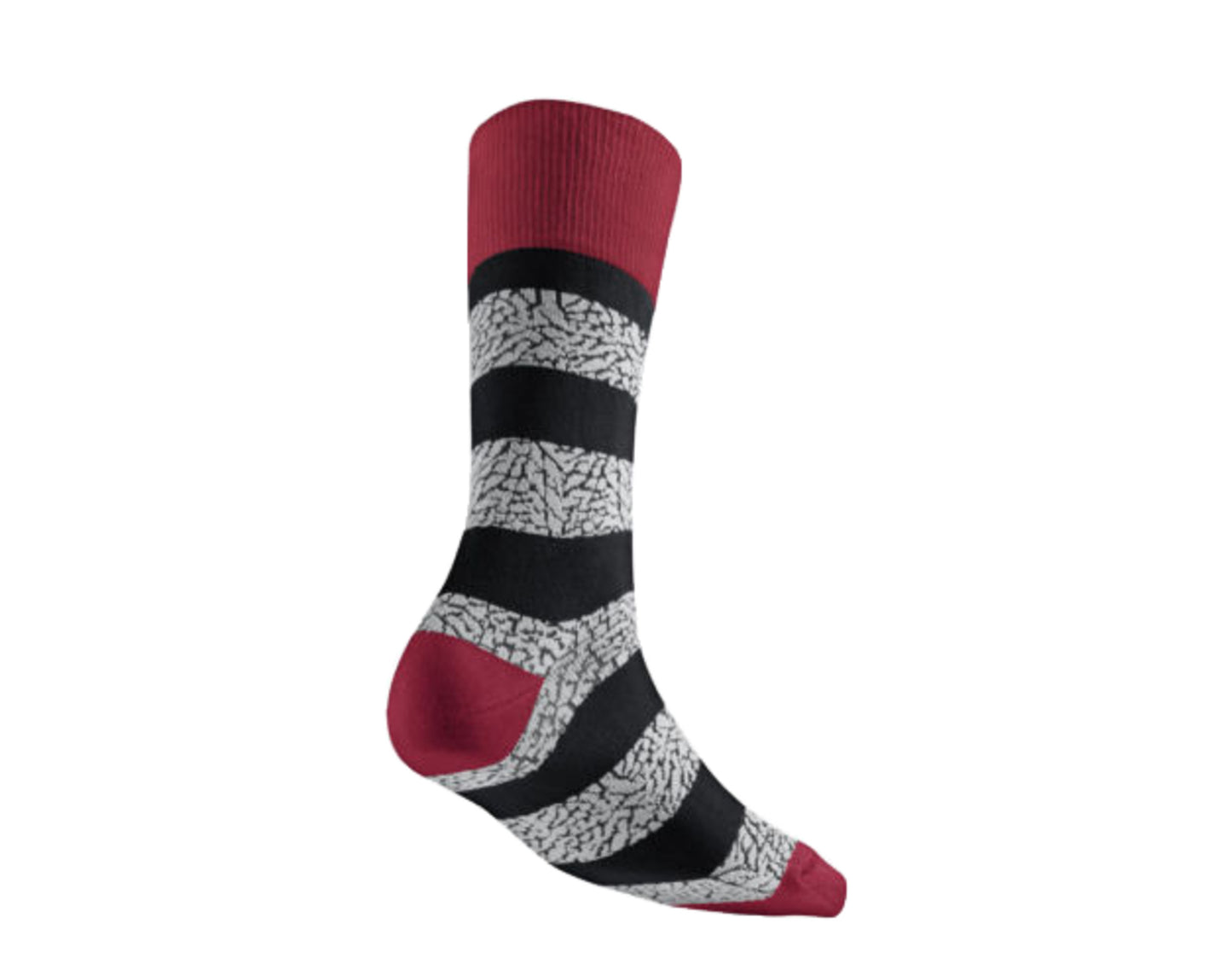 Nike Air Jordan Striped Elephant Print Crew Red/Grey/Black Socks 647688-695