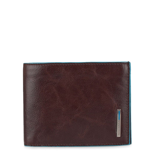 Piquadro Blue Square Cuero Leather Mahogany Men's Flip Wallet PU4858B2R-MO
