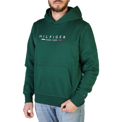 Tommy Hilfiger Logo Flex Fleece Hoodie Prep Green Men's Sweatshirt MW0MW29301-L4O
