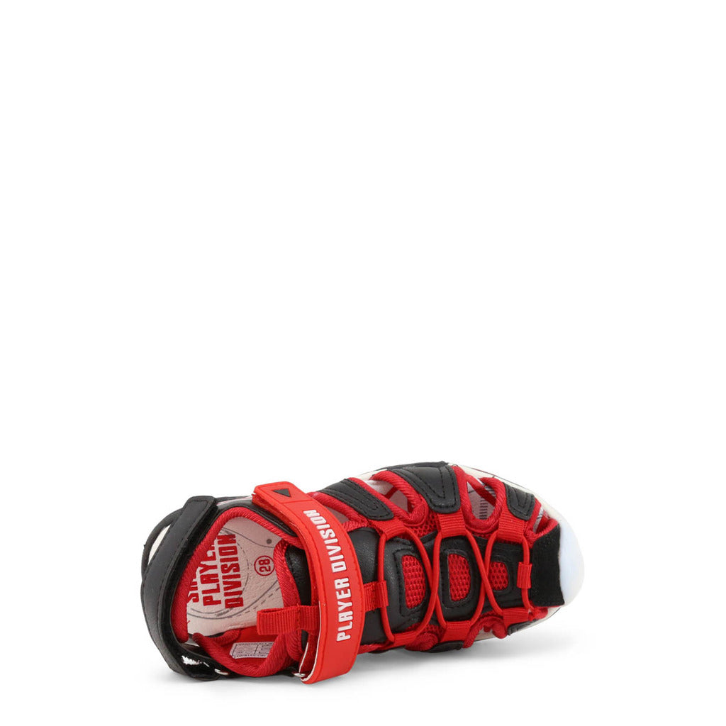 Shone Sport Ankle Strap Black/Red Boys Sandals 3315-031