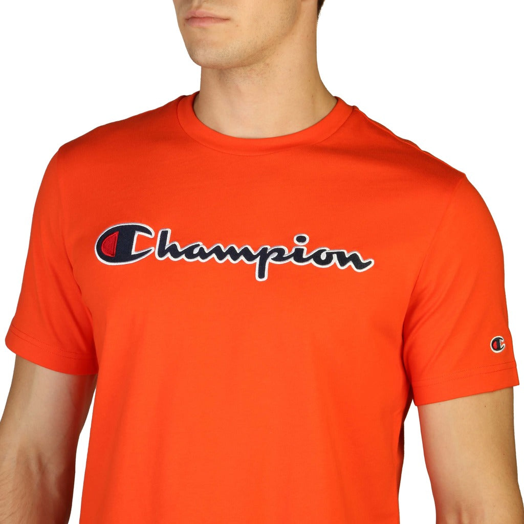 Champion Script Logo Crewneck Orange Men's Tee 214726-RS003