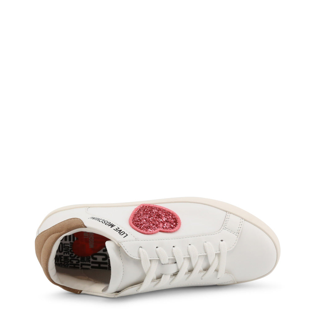 Love Moschino Shiny Heart Nappa Leather White Women's Shoes JA15402G1EI4110A