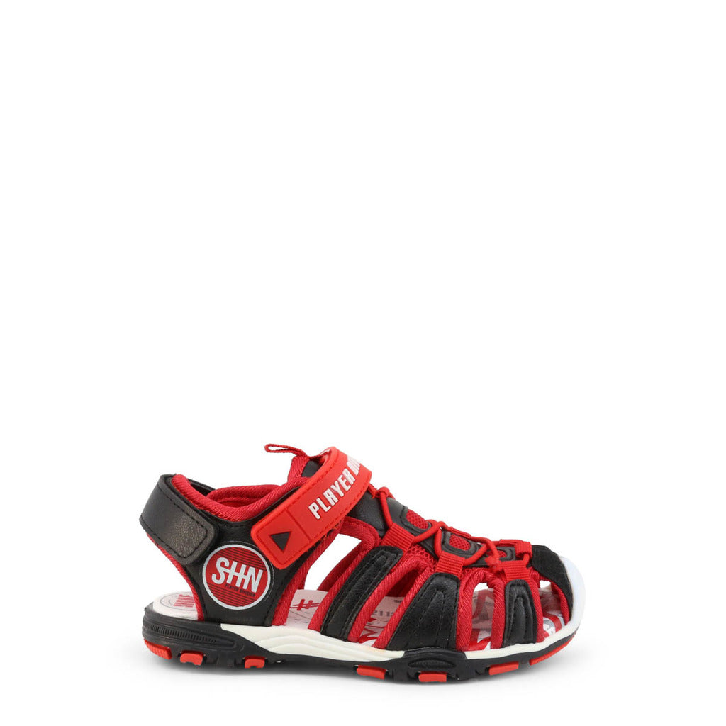 Shone Sport Ankle Strap Black/Red Boys Sandals 3315-031