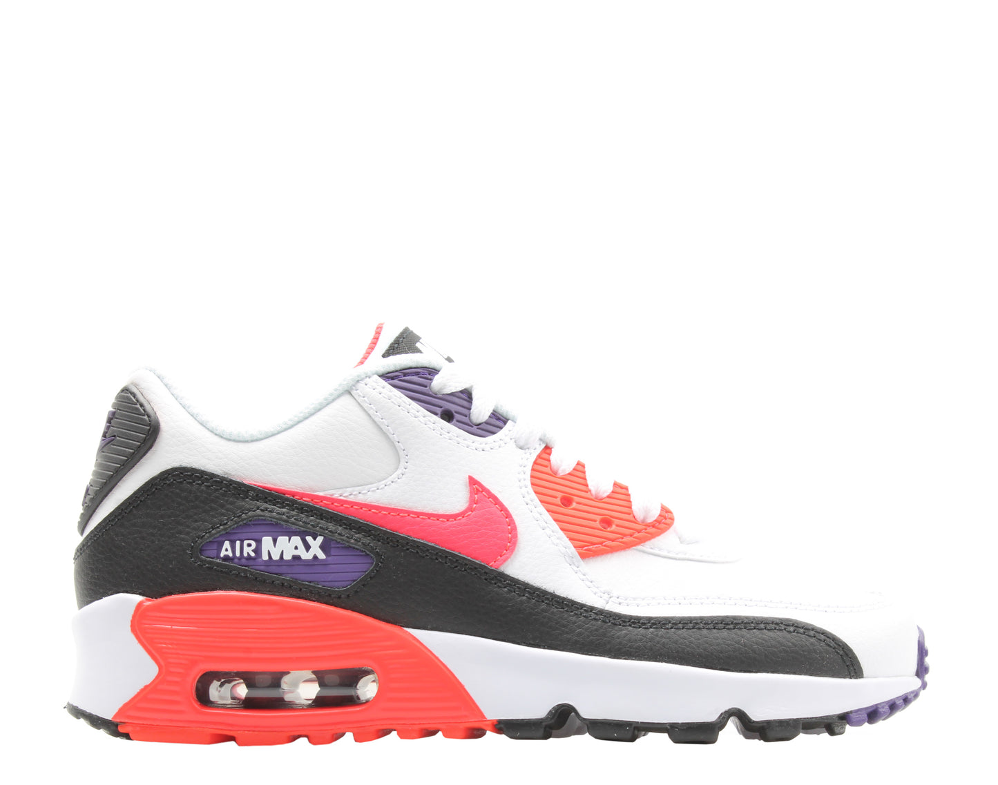 Nike Air Max 90 LTR (GS) White/Crimson-Black Big Kid's Running Shoes 833412-117