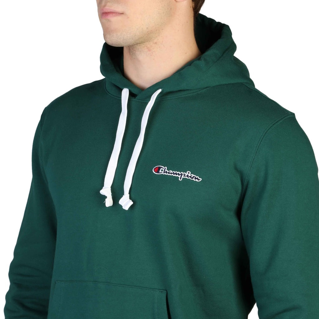 Champion Hooded Script Logo Bottle Green Men's Sweatshirt 214780-GS502
