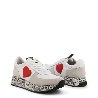 Love Moschino Heart Leather White Women's Platform Shoes JA15364G1EIA410A