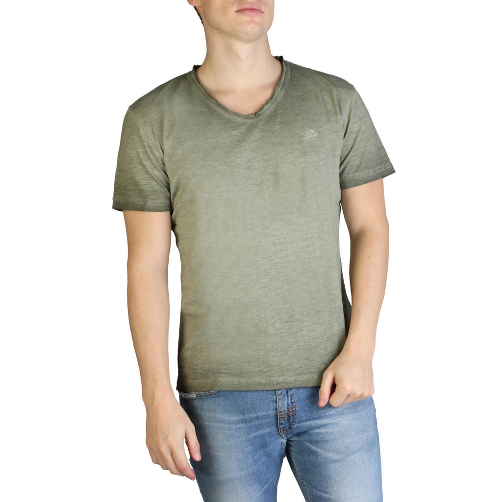 Yes Zee Cotton V-Neck Light Olive Green Men's T-Shirt T773-S500-0916
