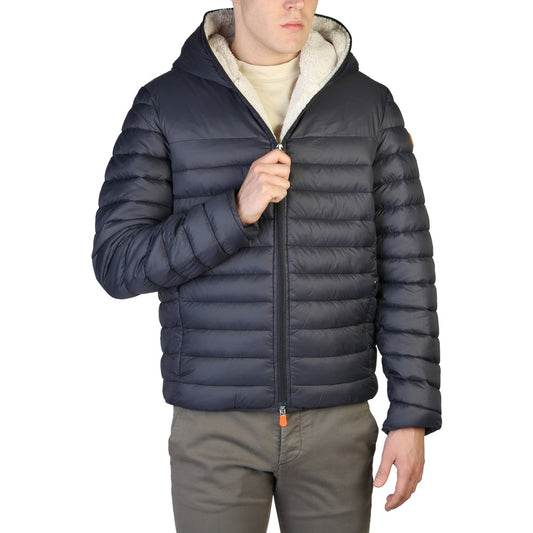 Save The Duck Nathan Faux Fur Hooded Grey Black Men's Puffer Jacket D39050M-GIGA15-10017