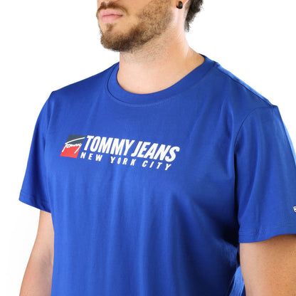 Tommy Hilfiger Logo Print Blue Men's T-Shirt DM0DM14001-C65