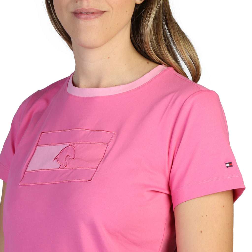 Tommy Hilfiger Equestrian Embroidery Logo Radiant Pink Women's T-Shirt TH10064-016