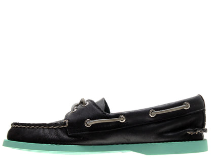 Sperry Top Sider Authentic Original Color Pop 2-Eye Black Leather/Jade Women's Boat Shoes 9093162