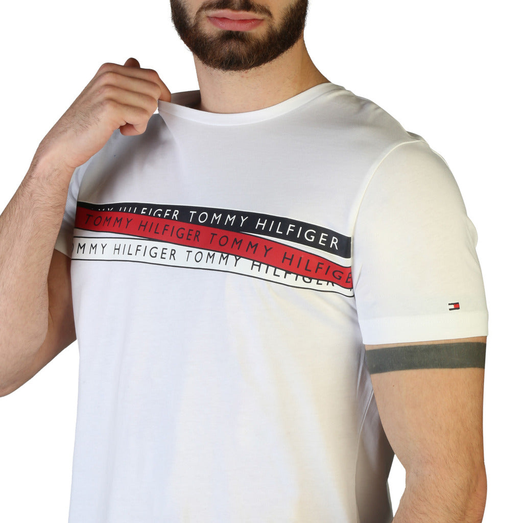 Tommy Hilfiger Logo Tape White Men's T-Shirt MW24549-YBR
