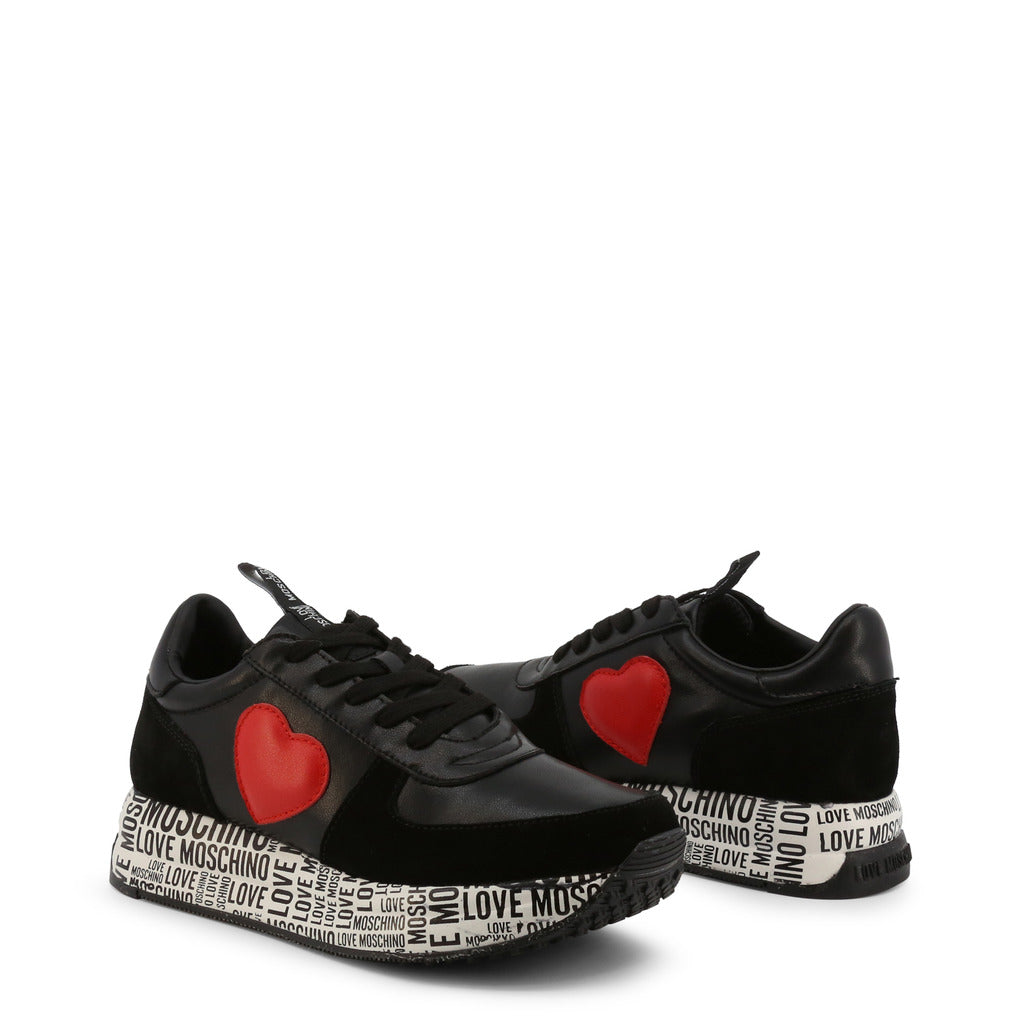 Love Moschino Heart Leather Black Women's Platform Shoes JA15364G1EIA400A