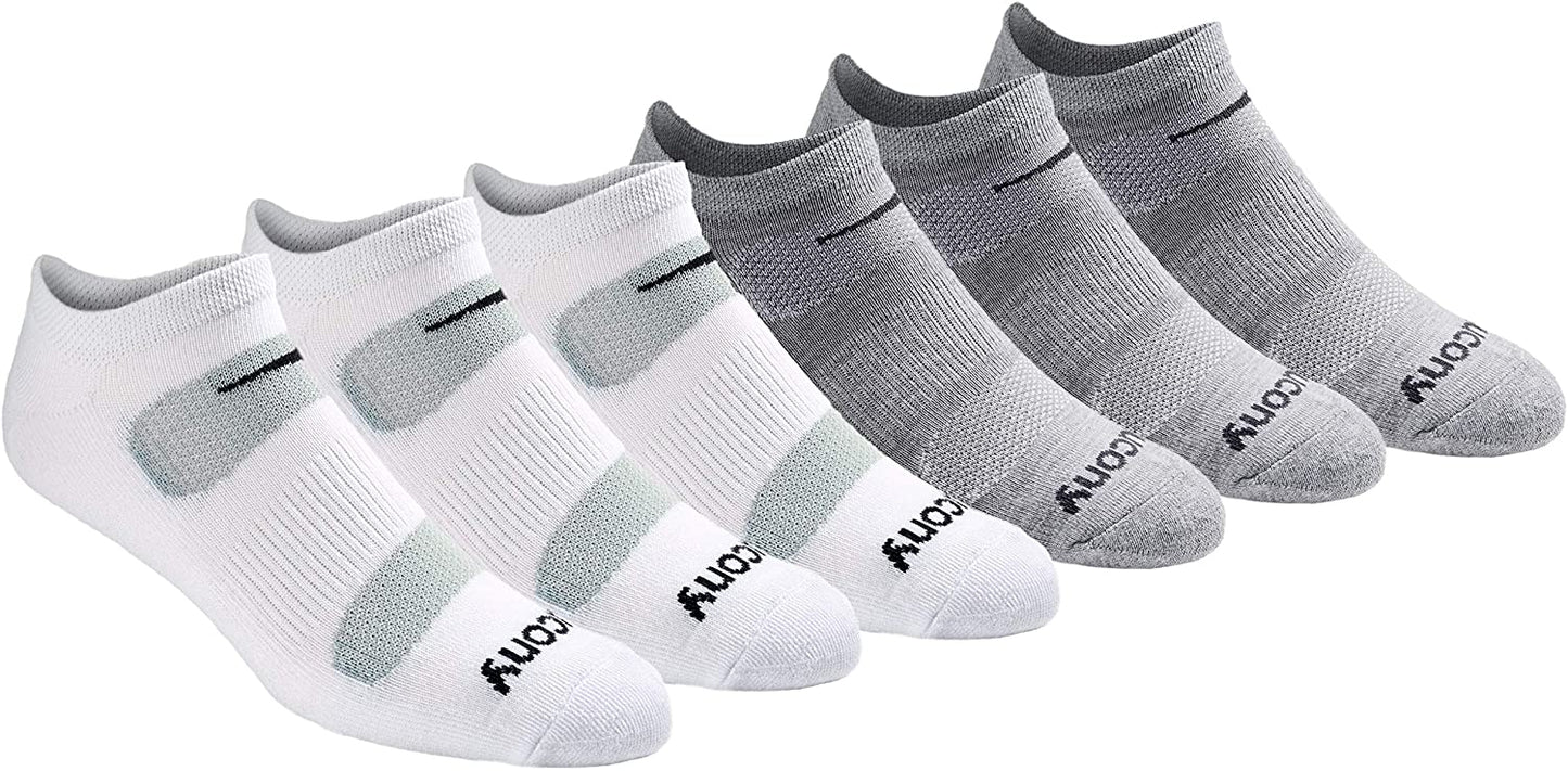 Saucony Mesh Comfort Fit Performance No-Show Grey Fashion Men's Socks (6 Pairs)