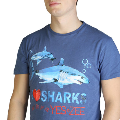 Yes Zee Sharks Cotton Blue Men's T-Shirt T700-TL17-0704