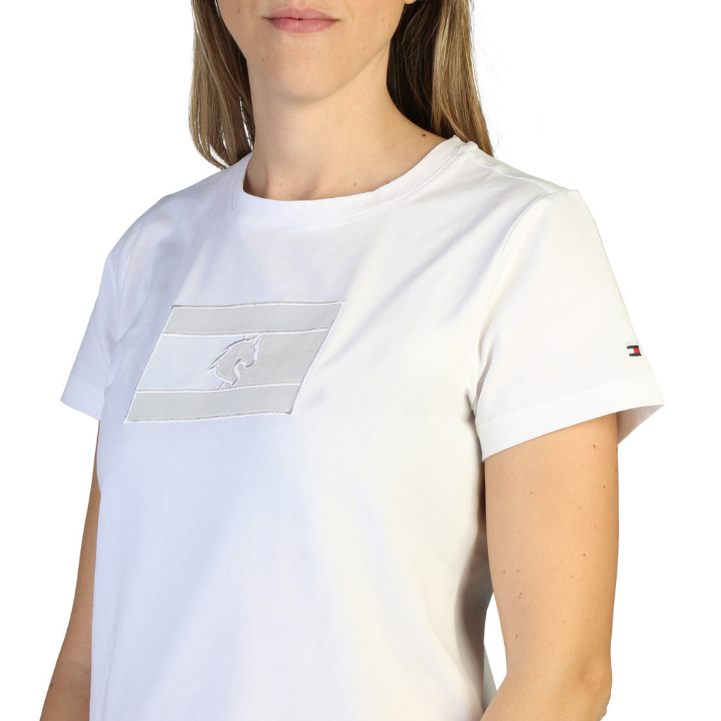 Tommy Hilfiger Equestrian Embroidery Logo Optic White Women's T-Shirt TH10064-001