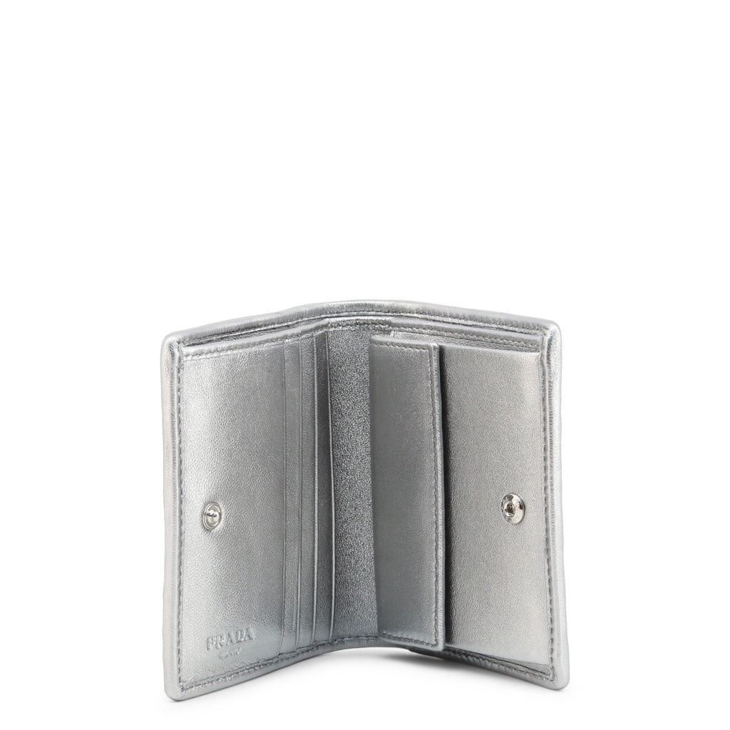 Prada Gaufre Silver Grey Leather Women's Wallet 1MV204-2B25