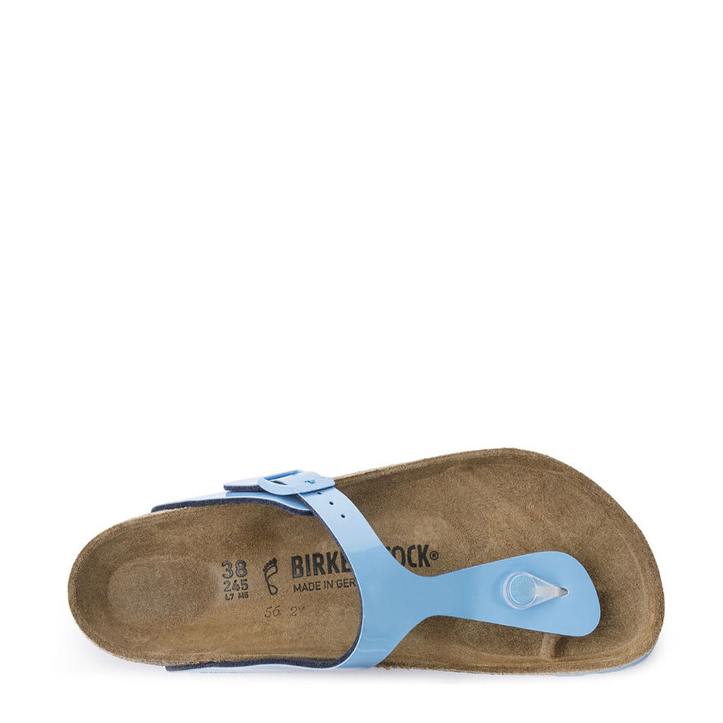 Birkenstock Gizeh Birko-Flor Patent Sky Blue Women's Sandals 1024005 Narrow Fit