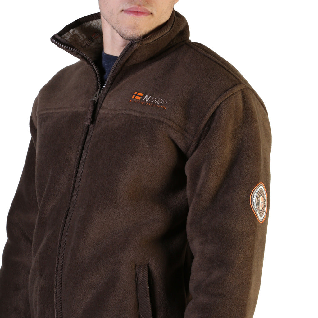 Geographical Norway Usine Brown Faux Fur Men's Zip Up Sweater