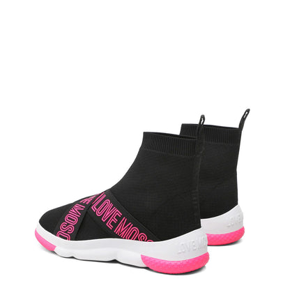 Love Moschino Logo Strap Black Women's High Top Shoes JA15224G0FIZH00A