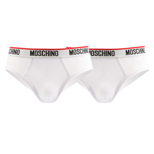 Moschino Logo Band 2-Pack Briefs White Men's Underwear A473881190001