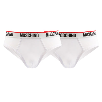 Moschino Logo Band 2-Pack Briefs White Men's Underwear A473881190001