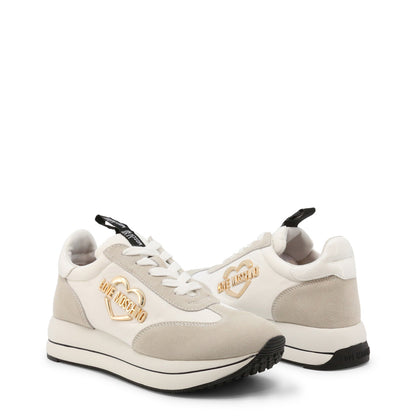 Love Moschino Daily Running Nylon and Split Leather White Women's Shoes JA15354G1FIN210A