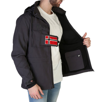 Geographical Norway Target Zip Hooded Dark Grey Men's Jacket